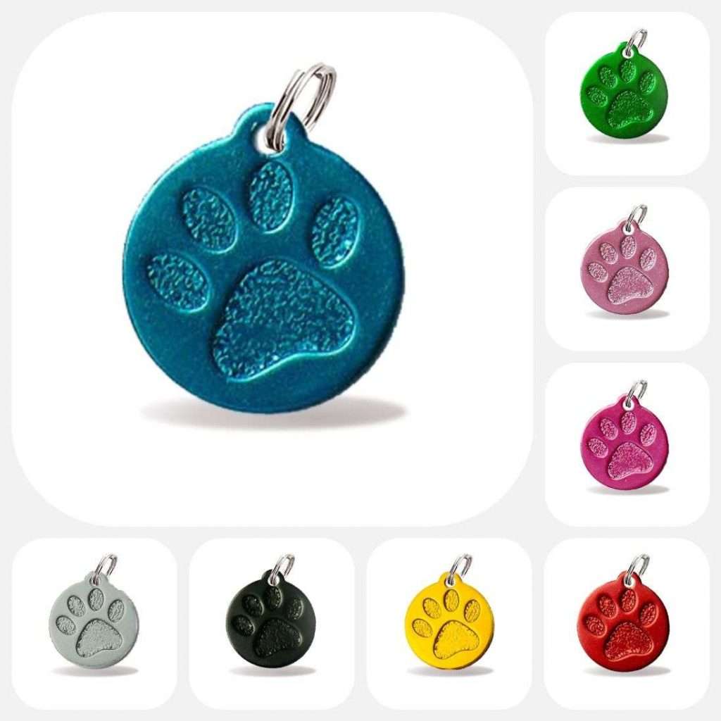 Collar Personalizado Con Dije De Huella Para Mascotas | Acero Inoxidable Plateado Grabado | Regalo único Para Amantes De Animales